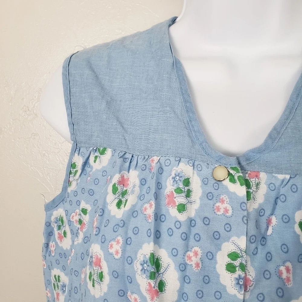 Artistic Creation Vintage Small Light Blue Smock Pink White Floral Painter